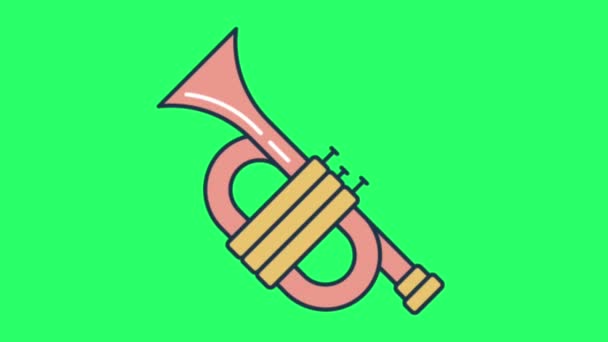 Animation Rosa Trumpet Grön Bakgrund — Stockvideo