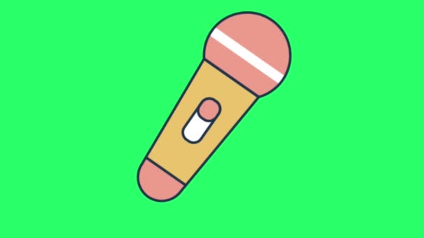 Animation Pink Microphone Green Background — Stock Video