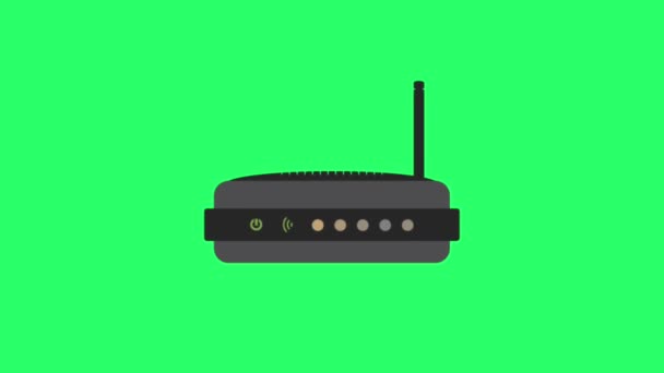 Animatie Zwarte Router Groene Achtergrond — Stockvideo