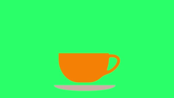 Animation Kaffeetasse Auf Grünem Hintergrund — Stockvideo