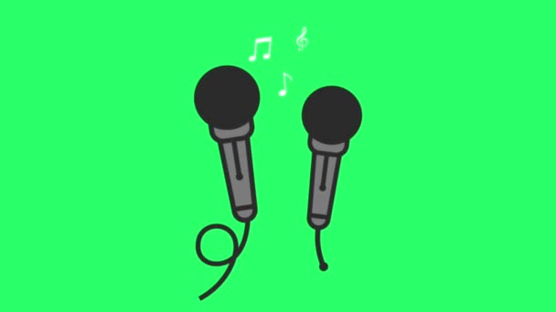 Microfono Animazione Sfondo Verde — Video Stock