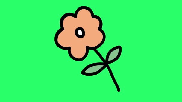 Анімація Проста Форма Квітки Зеленому Фоні — стокове відео