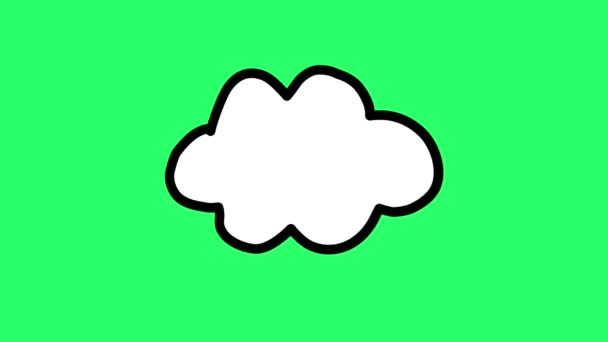 Animation Enkel Moln Form Grön Bakgrund — Stockvideo