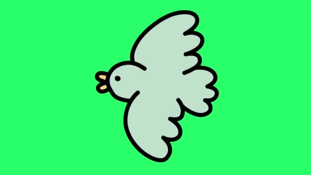 Анимация Простая Форма Птицы Зеленом Фоне — стоковое видео