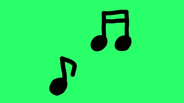 Animación Simple Forma Notas Musicales Sobre Fondo Verde — Vídeos de Stock