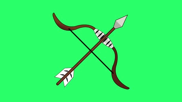 Animation Knight Bow Green Background — Stock Video