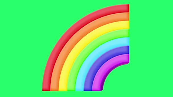 Animation Bunten Regenbogen Auf Grünem Hintergrund — Stockvideo
