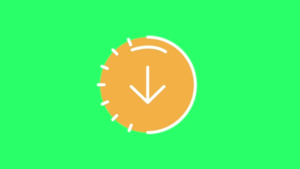 绿色背景的动画橙色下载标记 — 图库视频影像