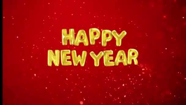 Animação Texto Dourado Happy Novo Ano Com Fundo Vermelho — Vídeo de Stock