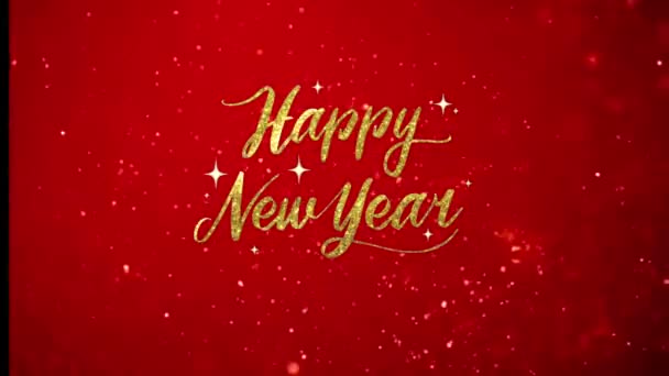 Animation Golden Text Happy New Year Red Background — Stock Video