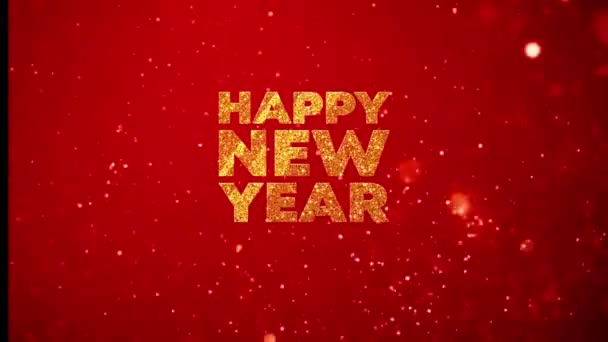 Animación Texto Dorado Feliz Año Nuevo Con Fondo Rojo — Vídeos de Stock