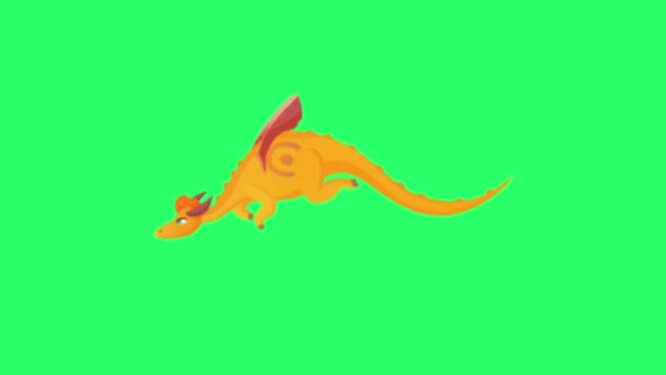 Animation Söt Drake Grön Bakgrund — Stockvideo