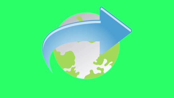 Animación Flecha Azul Aislar Sobre Fondo Verde — Vídeo de stock