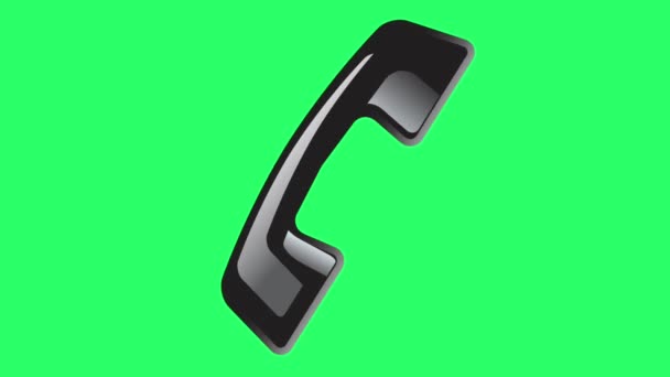 绿色背景的动画黑色古董电话隔离 — 图库视频影像