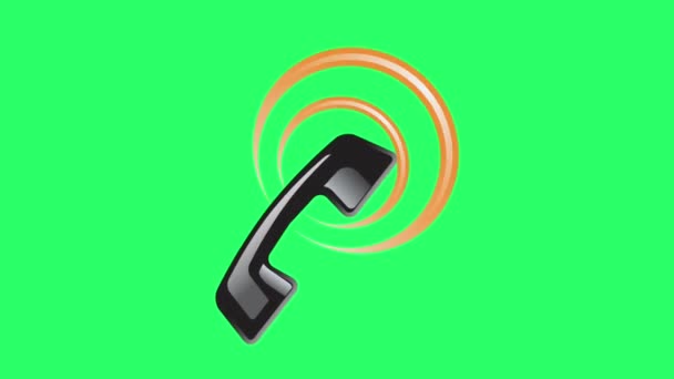 Animation Black Antique Telephone Isolate Green Background — Stock Video