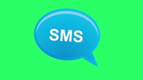 Animation Text Sms Isolate Green Background — Stock Video