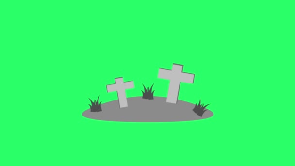 绿色背景下的动画墓碑隔离 — 图库视频影像