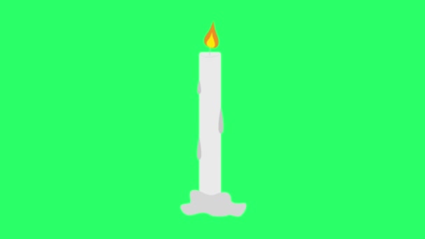 绿色背景下的动画蜡烛隔离 — 图库视频影像