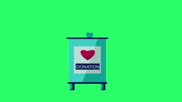 Рука Анимации Текстом Donate Изолировать Зеленом Фоне — стоковое видео