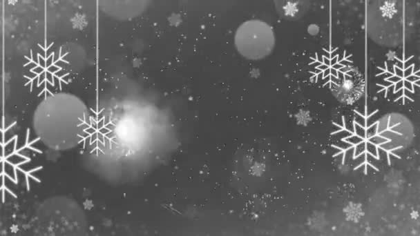 クリスマスフェスティバルと新年フェスティバルのための白い雪のフレームとのアニメーション白い花火 — ストック動画