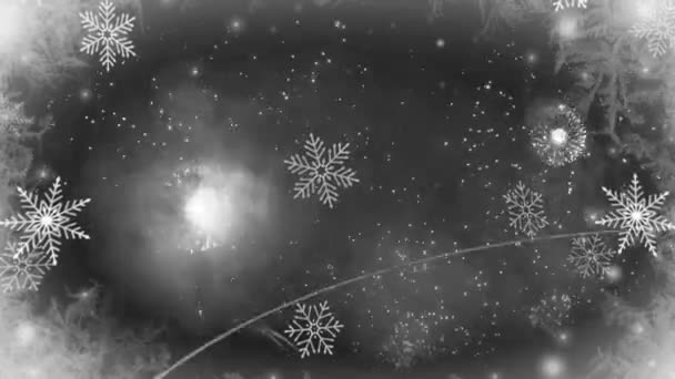 Animation Weißes Feuerwerk Mit Weißem Schneerahmen Für Weihnachts Und Neujahrsfest — Stockvideo