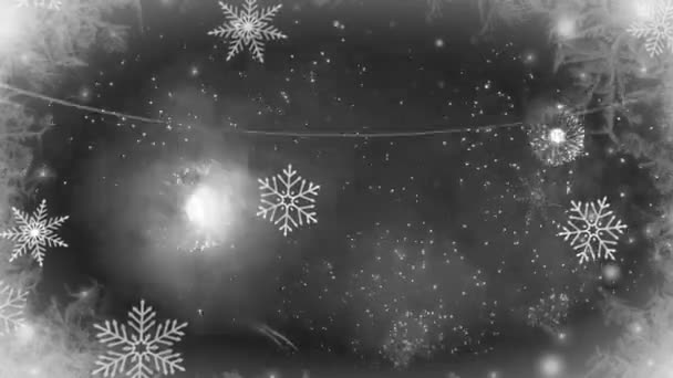 Yılbaşı Festivali Yeni Yıl Festivali Için Beyaz Kar Çerçeveli Animasyon — Stok video