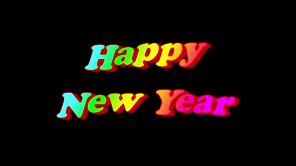 Animacja Kolorowy Tekst Happy Nowy Rok Czarnym Tle — Wideo stockowe