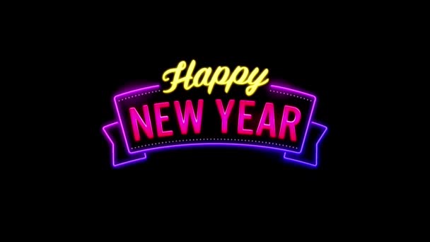 Animation Bunten Text Happy New Year Auf Schwarzem Hintergrund — Stockvideo