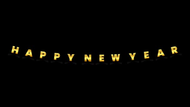 Animacja Złoty Tekst Happy Nowy Rok Czarnym Tle — Wideo stockowe