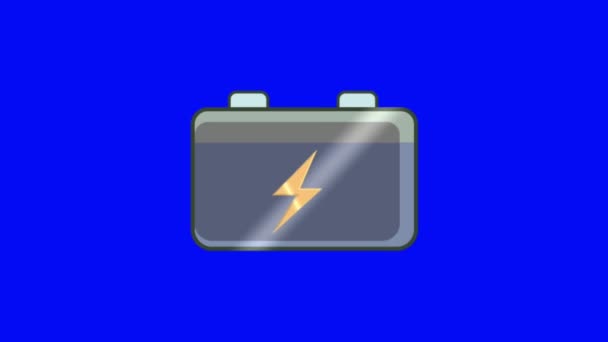 Animation Batterieisolationen Auf Blauem Hintergrund — Stockvideo