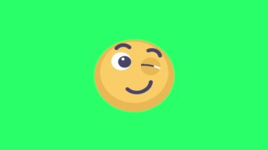 Yeşil arkaplanda animasyon sarı emoji.
