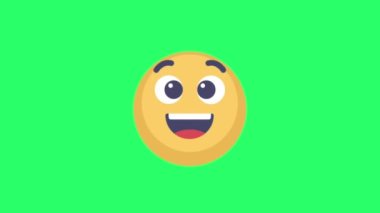 Yeşil arkaplanda animasyon sarı emoji.