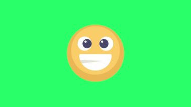 Yeşil arkaplanda animasyon sarı emoji.