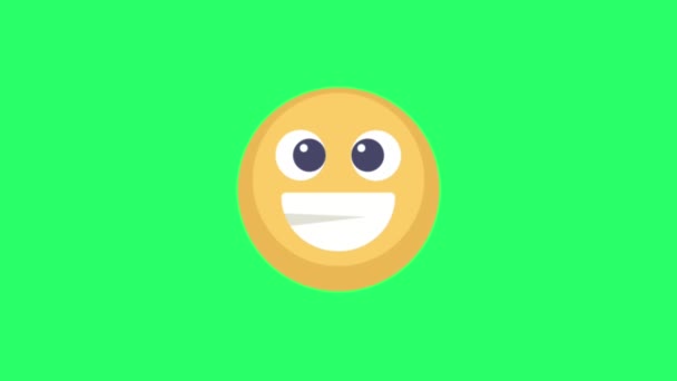 Animatie Gele Emoji Groene Achtergrond — Stockvideo