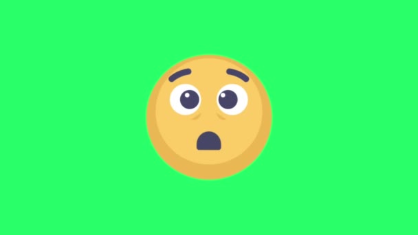Animation Gelbes Emoji Auf Grünem Hintergrund — Stockvideo