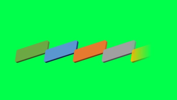 アニメーション カラフルな空白の形 緑の背景にデザインインフォグラフィックテンプレートのための5ステップ — ストック動画
