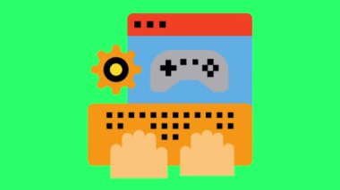 Yeşil arkaplanda animasyon joystick oyun denetleyici işlevi.