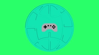 Yeşil arkaplanda animasyon joystick oyun denetleyici işlevi.