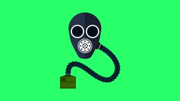 Анімація Токсична Маска Ізольована Зеленому Тлі — стокове відео