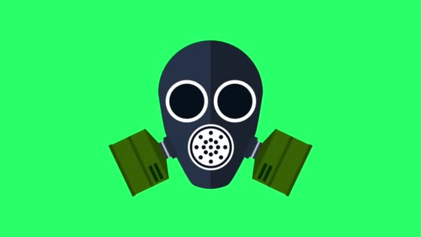Animacja Toksyczna Maska Izolat Zielonym Tle — Wideo stockowe