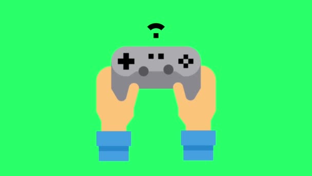 Yeşil Arkaplanda Animasyon Joystick Oyun Denetleyici Işlevi — Stok video