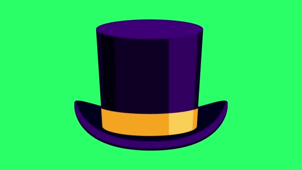 Pălărie Violet Animație Fundal Verde — Videoclip de stoc