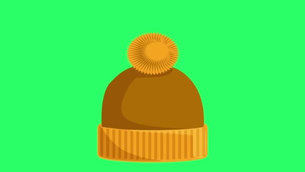 Animation Orange Hat Green Background — Stock Video