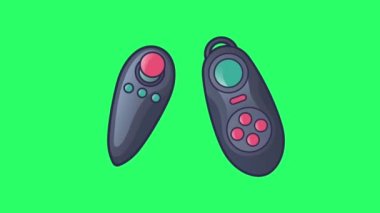 Yeşil arkaplanda animasyon joystick oyun denetleyici işlevi.