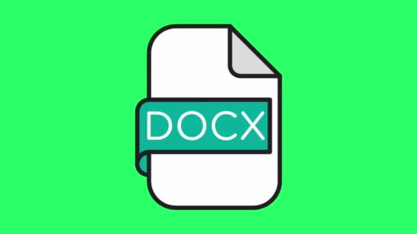 Animation Symbol Docx Filtyp Grön Bakgrund — Stockvideo