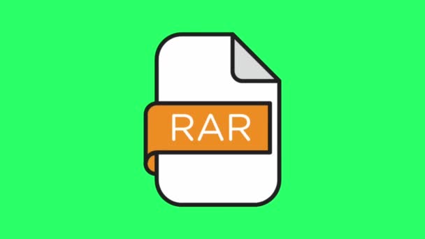Animation Symbol Rar File Type Green Background — Stock Video