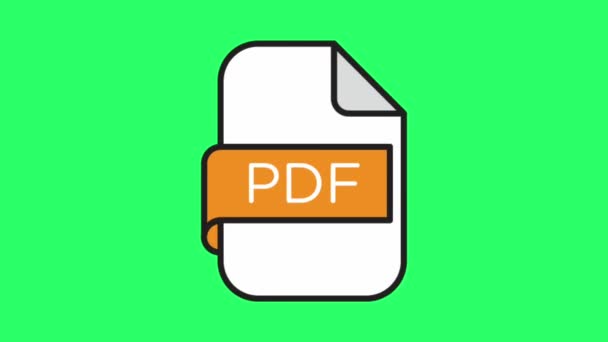 Animation Symbol Pdf Filtyp Grön Bakgrund — Stockvideo