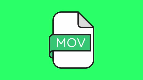 Symbol Animacji Typ Pliku Mov Zielonym Tle — Wideo stockowe