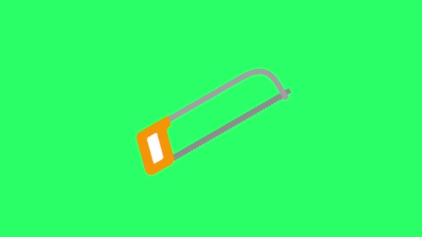 绿色背景上的动画锯子 — 图库视频影像