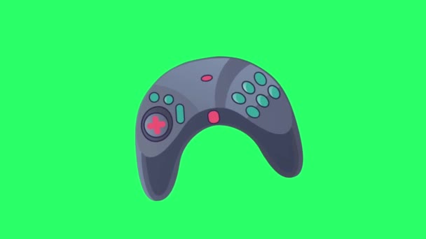 Animatie Joystick Spel Controller Bediening Groene Achtergrond — Stockvideo